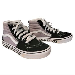 Vans Sk8 HI Black Gray White Mid Top Skateboard Sneakers Shoes Boys Kids US 2.5